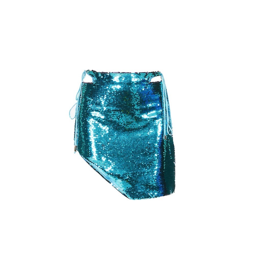 Amy Lynn Hailey Blue Sequinned Mini Skirt - Large - NWT